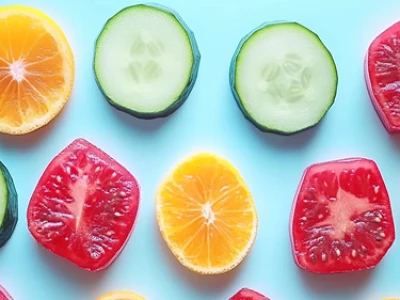 Cesta em formato de coração com alimentos naturais