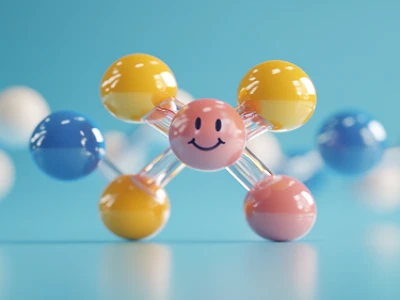 ilustração de uma cabeça humana com emogi feliz no cerebro