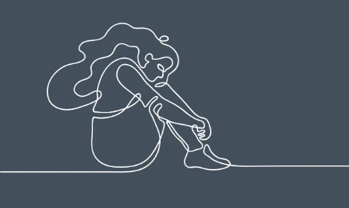 ilustração de uma pessoa sentada triste