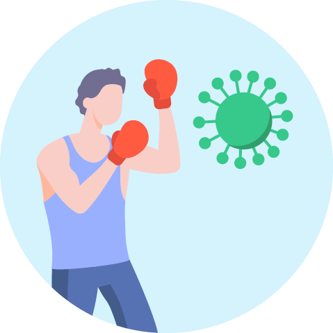 Ilustração de um homem lutando contra um virus